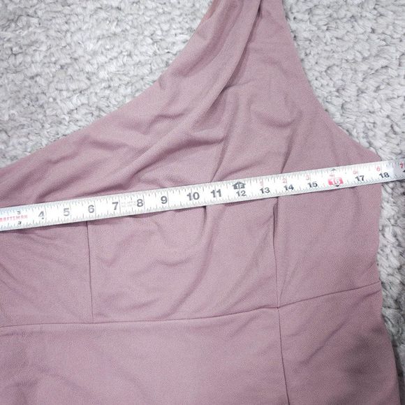 READ Birdy Grey Kira Crepe One Shoulder Dress Dark Mauve Purple Size XL Slit - Picture 8 of 11